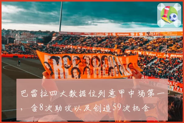 巴雷拉四大数据位列意甲中场第一，含8次助攻以及创造59次机会